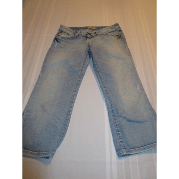 BKE Low Rise Capris Jeans Womens Blue 27 Slight Distressed BKL275 - Picture 1 of 7